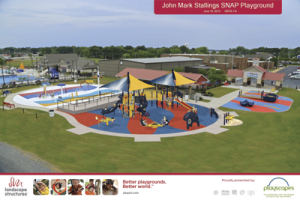 Including donations received in 2014 and pledges and commitments for 2014, $65,000 more is needed to complete a second playground for the SNAP complex, shown above in an artist’s rendering. The seven-year project is the result of a county-wide coalition to create a play area for special needs children in Morgan County. The second playground is the final planned phase.